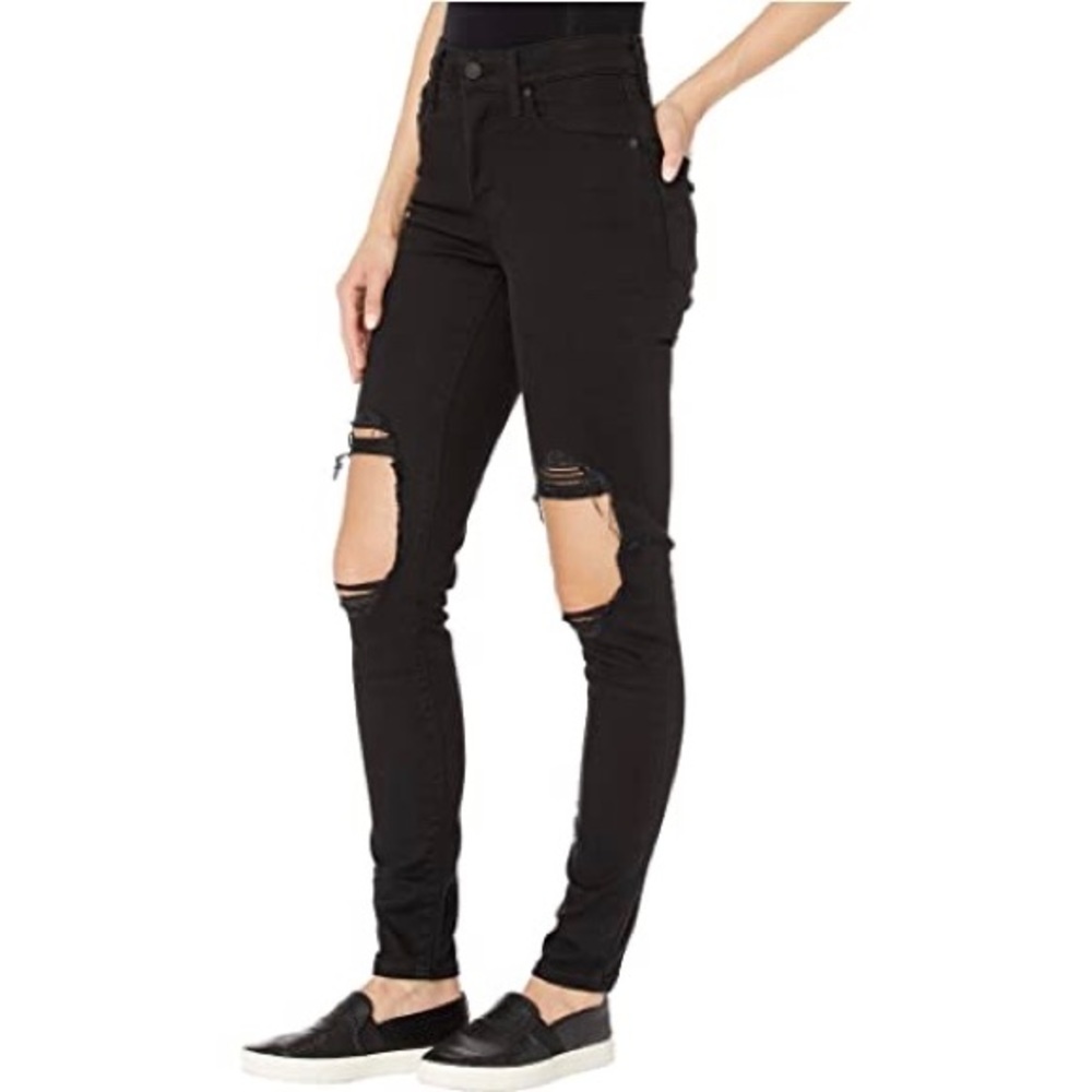 Levi’s 721 8 Long High Rise Skinny Destroyed Black Jeans - Picture 3 of 16